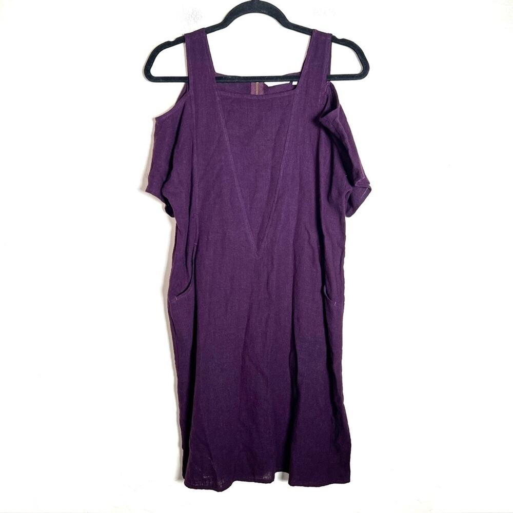 Soft Surroundings Purple linen blend Cold Shoulder casual dress size PXS B114